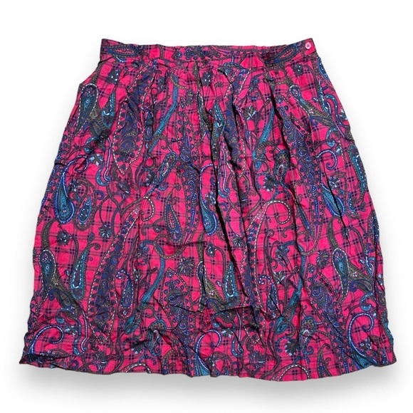 Vintage 70s/80s Koret Red Plaid Paisley Skirt Women’s Plus Size 24W Retro - Picture 1 of 7